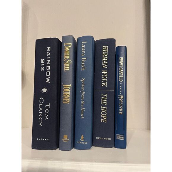 Hardback Books by Color Black and Navy with Gold Lettering Group of 5 as Shown - Picture 1 of 4